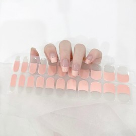 LIFOOST Semi Cured Gel Nail Strips 22pcs Gel Nail Polish Stickers Gel Nail Wraps for Home Nails DIY Works with Nail Lamp Light