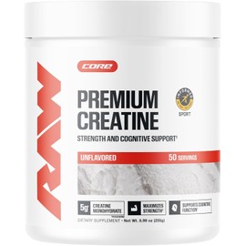 Raw Nutrition Creatine Monohydrate Powder - Unflavored Micronized Creatine Monohydrate Workout Supplement for Muscle Energy, Strength & Endurance - Creatine Powder Women & Men - 50 Servings