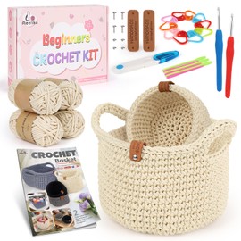 27PCS Crochet Basket Kit for Beginners (L&S), Complete Crochet Kit Include Beginner-Friendly Yarn, Starter Knitting Set for Adults & Kids