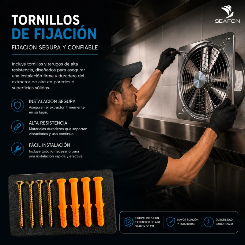 Extractor De Aire Industrial Para Cocina 30cm 3000m3/h 120w