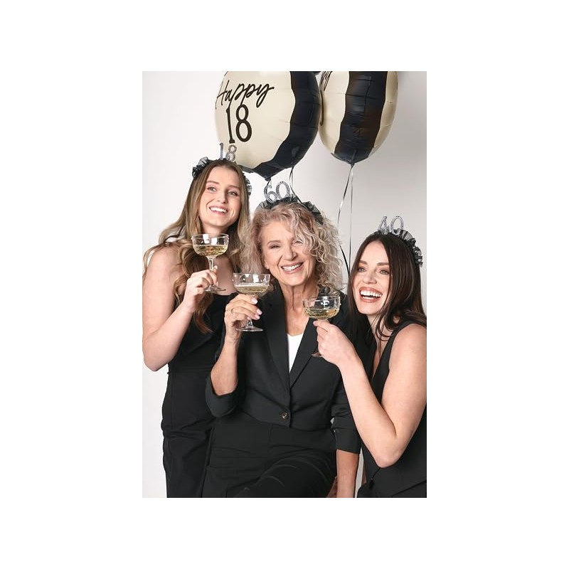 40 Years Black Fabric Beaded Headband Alice Band