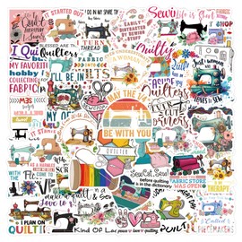 55Pcs Sewing Stickers,Quilting Stickers Theme Vinyl Waterproof Decals for Cup Water Bottles Laptop Luggage Computer Mobile Phone Skateboard Decoration,Gifts for Kids Teens Girls Boys Sewing Worker