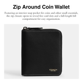 Coach Men's Zip Around Coin Wallet, Black, One Size