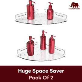 Vdomus Acryl Badezimmerregale | Transparente Duschablage für die Ecke | Selbstklebend | Duschregale für Fliesenwände | Duschablage ohne Bohren - 2er-Set