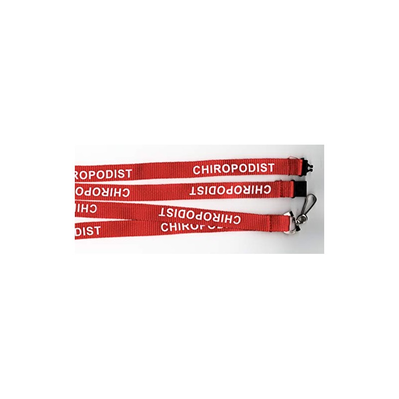 1 x Chiropodist Red/White Printed Hospital ID Medical Breakaway Strap