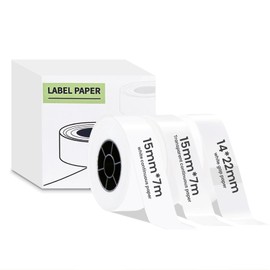 vretti HP4 Label Maker Tape,3 Rolls of Thermal Stickers Waterproof and Greaseproof Paper for Office and Home 160 Labels/roll (Transparent/White)