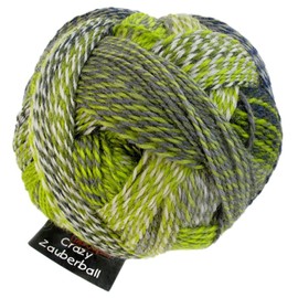 Schoppel Wolle Zauberball Crazy Colour 2204 Green Week, Colourful Sock Wool Pattern Forming with Colour Gradient for Knitting or Crocheting
