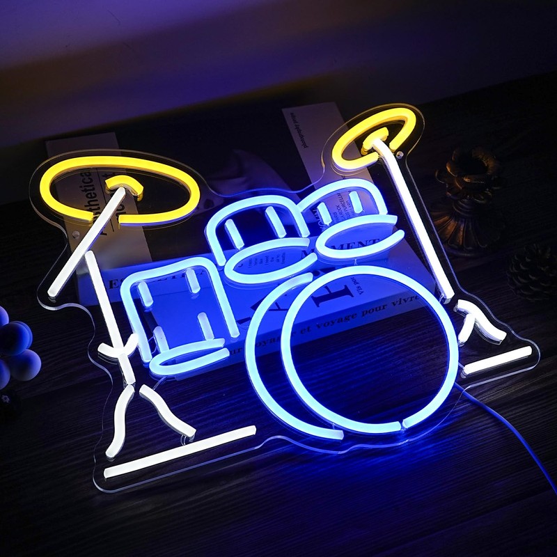 LISIGNVE Drum Kit Neon Sign, Neon Light Sign, Led Neon