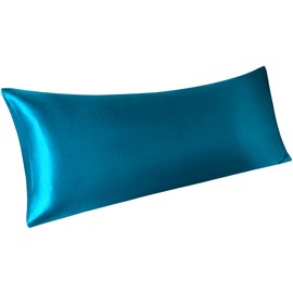 PiccoCasa 1 PC Satin Body Pillowcases for Hair and Skin, Luxury Silky Pillow Cover Luxury Long Satin Pillow Cases with Envelope Closure Peacock Blue 20"x55" (4ft 6in)
