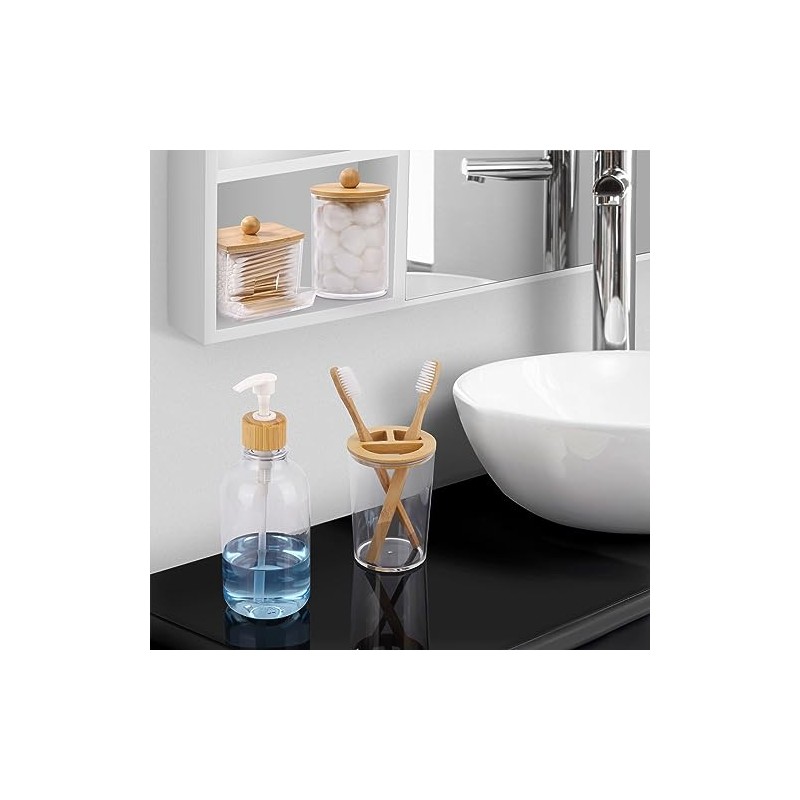 Juego de accesorios de baño de bambú, 4 piezas -