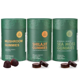 Xuore Xuore Bundle of Pure Himalayan Shilajit, Sea Moss & Mushroom Gummies with Lions Mane, Reishi, Cordyceps, Ashwagandha, 75%+ Fulvic Acid, 92+ Minerals All in 1 Supplements (1 Pack)