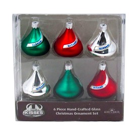 Kurt Adler Glass Hershey's Mini Kisses Ornament, 1.5-Inch, Set of 6