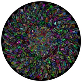 Bgraamiens Puzzle-The Indian Feather-1000 Pieces Round Puzzle Color Challenge Jigsaw Puzzles for Adults and Kids