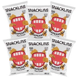 SNACKLINS Plant Based Crisps - Vegan Healthy Snacks - Gluten Free, Grain Free, Plant Based Crisps, 100% Kosher For Passover, Low Calorie - No Added Sugar, Crunchy, Puffed Snack - Chesapeake Bay - 3oz Bag (6 Pack, Chesapeake Bay)