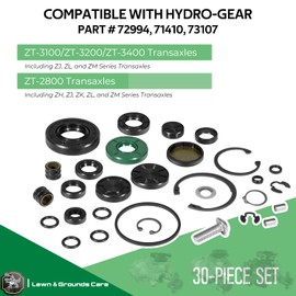 72994 Transaxle Seal Service Kit for Hydro-Gear ZT-2800 ZT-3100 ZT-3200 and ZT-3400 Rebuild, Charge Pump Gerotor Seal Part, 30-piece set