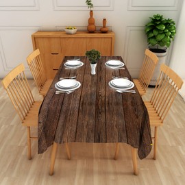 Leyiyi Brown Wood Grain Tablecloths Polyester Rustic Sunflower Tablecloth Vintage Wood Board Farmhouse Table Covers for Indoor Outdoor Birthday Party Kitchen Dinning Room Decor 54x78inch