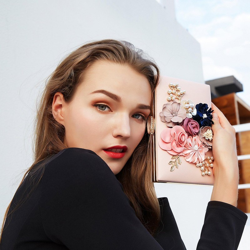 Milisente Evening Bag for Women, Flower Wedding Evening Clutch Purse
