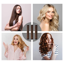 XkuiHF 3pcs Hitzefreie Lockenwickler, unbeheizte Locken aus Gummi, große Wellen, Glätteisen für Schlaf, keine erhitzten Locken, einfach zu kreieren natürliche Locken