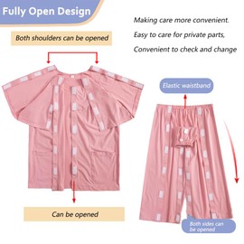 Siomlana Men Tear away Surgery Recovery Suit, Fully Open Post invalid Set, Paralyzed Bedridden Patient Clothing,Comfortable Clothes for Fracture or Injuried Patients(Gray,L)