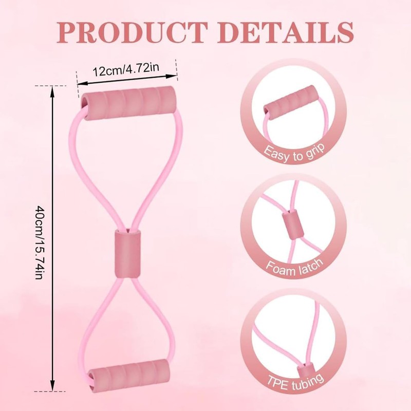 Figure 8 Resistance Band with Handle, 3Pcs Yoga Gym Fitness