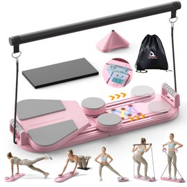 Canlanmu Pilates Board,Multifunctional Rebound Abdominal Board,Foldable Pilates Reformer Set, Ab Core Trainer Machine,Ab Exercise Board,Abs Workout Equipment for Women Home Gym Equipment,Pink