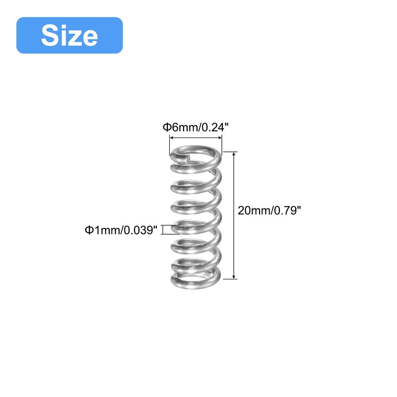 QUARKZMAN Pack of 5 Compression Spring 304 Stainless Steel Spring
