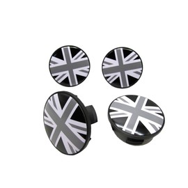 ATEX Black Union Jack Wheel Hub Center Cover Kit for Cooper MK2 (54 mm) (Replacement)