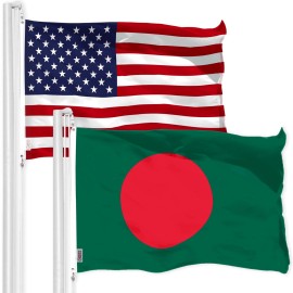 G128 Combo Pack: American USA Flag 3x5 Ft & Bangladesh Flag 3x5 Ft, Both
