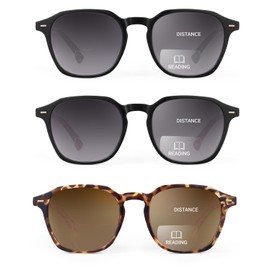LADEESSE 3 Pack Bifocal Reading Sunglasses for Men and Women, UV400 Sun Readers Glasses Spring Hinge Outdoor Sunglasses-2.25