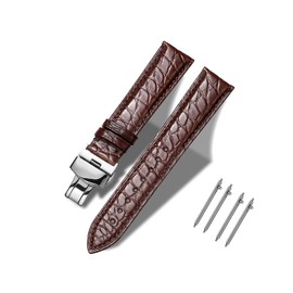 Moran Genuine Leather Watch Strap Replacement Strap D Buckle 18mm 19mm 20mm 21mm 22mm 23mm 24mm Watch Strap Leather Waterproof Sweatproof with Adjusting Tool and Spring Bars Included (Men and Women)