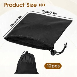 Lusofie 12 Pcs Small Drawstring Bags Bulk Black Cinch Bags Drawstring Bag Nylon Draw String Back Bag Waterproof Storage for Gym Sports Travel for Men Women(7.1 x 7.9inch)