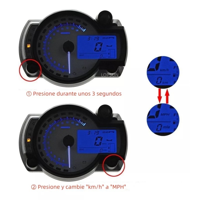 tkspeed Velocímetro Odómetro Lcd Digital Para Motocicleta