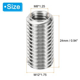 PATIKIL 6pcs M12*1.75 Male M8*1.25 Female Thread Adapter Sleeve Reducer Conversion Stainless Steel Fastener 24mm