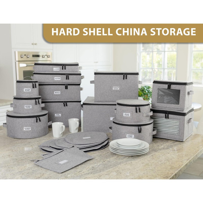 Set of 4 China Storage Cases for Dinnerware - Hard