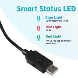 Mini USB Microphone for Laptop, External Desktop Computer Small Mic, Condenser Portable Mic with Gooseneck & Mute Button, Compatible With PC and Mac, Plug & Play, For Meeting, Call Voice (Black)