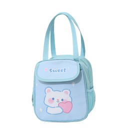 POYIPI Kawaii Lunch Box, Blue, Reusable Insulated Bag for Women, Spacious, Waterproof, Suitable for Picnics, Travel, Office, and Everyday Use