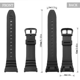 W96H Replacement Watch Strap Compatible with Casio Men's W-96H W96H-1BV Sports Strap Metal Buckle Black Resin Wirstband, Resin, No Gemstone