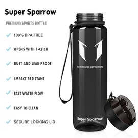 Super Sparrow Drinking Bottle - Tritan Water Bottle - 350 ml & 500 ml & 750 ml & 1000 ml - BPA-Free - Ideal Sports Bottle - Quick Water Flow, Sport, Water, Bike