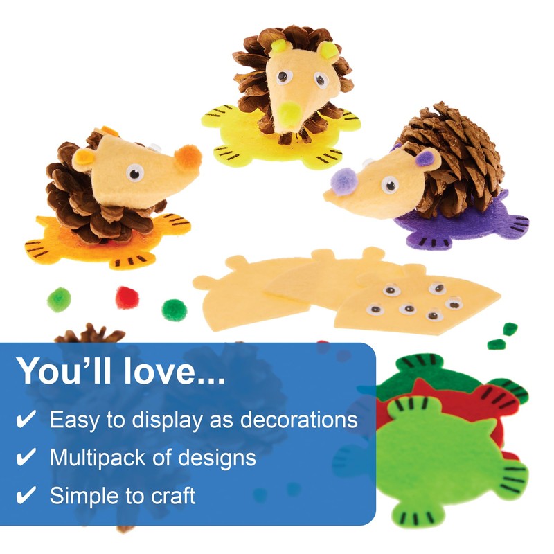Baker Ross FX169 Hedgehog Pinecone Kits - Pack of 6,