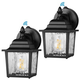DEWENWILS 2 Pack Wall Lantern Porch Light with Clear Water Ripple Glass Shade,