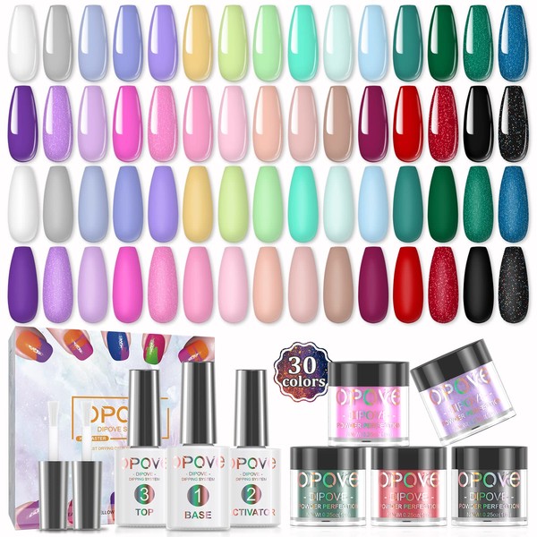 Dip Powder - Kit de uñas acrílicas para uñas postizas de uñas con purpurina (6 colores)
