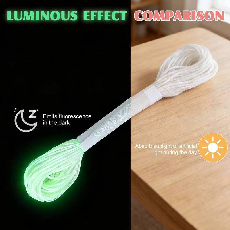 10PCS 8m Glow in the Dark Embroidery Thread,6-Ply Polyester Thread