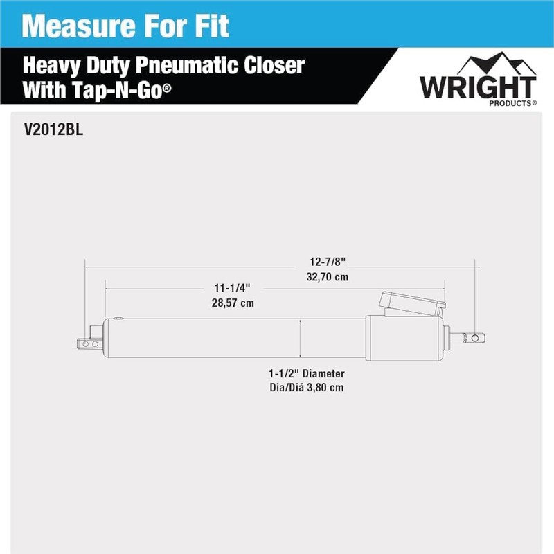 Wright Products V2012BL Heavy Duty Tap-N-Go Pneumatic Closer, Black