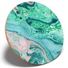 1 X Turquoise Marble Blue Stone - Round Coaster Kitchen
