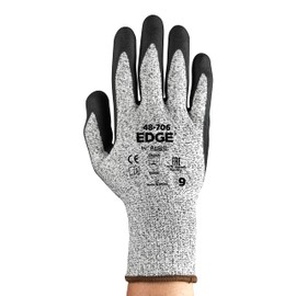 Ansell EDGE 48-706 Guantes para Trabajos Pesados, Destreza, Agarre y Protección, Resistentes al Corte Nivel C y A3 con Palma Recubierta de Espuma de Nitrilo - Talla M (Mediana) 1 Par