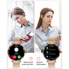 Fitonme Women's Smartwatch with Phone Function, 1.1 Inch Touchscreen Smart Watch, Watch with 110+ Sports Modes, Heart Rate Monitor, SpO2 Menstruation, Sleep Monitor, IP68 Waterproof for Android iOS,