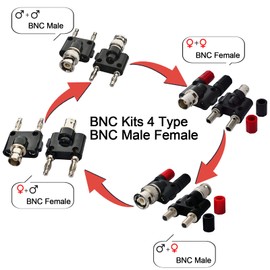 onelinkmore BNC Kits 4 Type BNC Male Female to 2X 4mm Dual Banana Female Male Socket Binding Post RF Coax Coaxial Splitter Connector BNC Banana Adapter