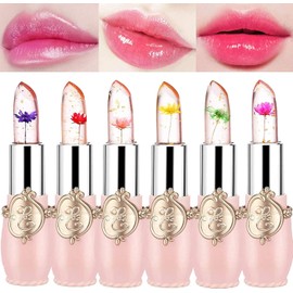 Cristal Flor Lápices Labiales Bálsamo Labial Nutritivo de Larga Duración, Hidratante de Labios Brillo Labial de Cambio de Color Mágico de Temperatura, Paquete de 6 Lipstick