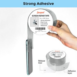 Secopad Grey Window Screen Repair Tape, 3IN X 20FT (240IN) Screen Repair Kit for Windows or Doors, Strong Adhesive Patch Kit Fiberglass Mesh Tape