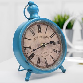 Belle Vous Table Clock Vintage Quiet - 23 x 15 cm Antique Retro Alarm Clock Without Ticking, Grandfather Clock Small Analogue Clock Desk Standing Clock Living Room Bedside Office - Alarm Clock Vintage